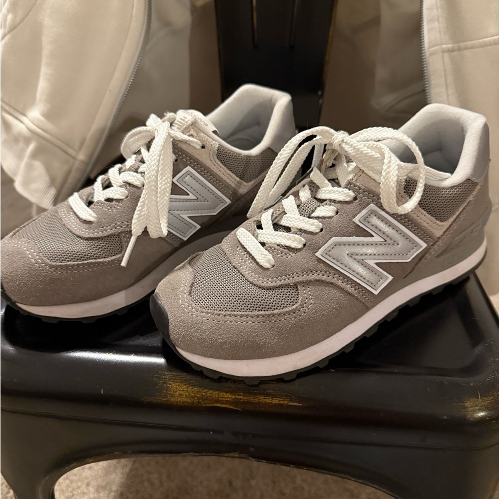 New Balance 574 Classic Gray and White Sneakers